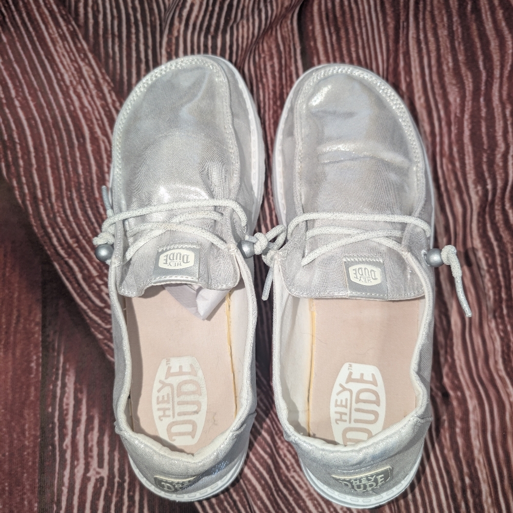 Hey Dude Metallic Silver AG Teacher Discount Available